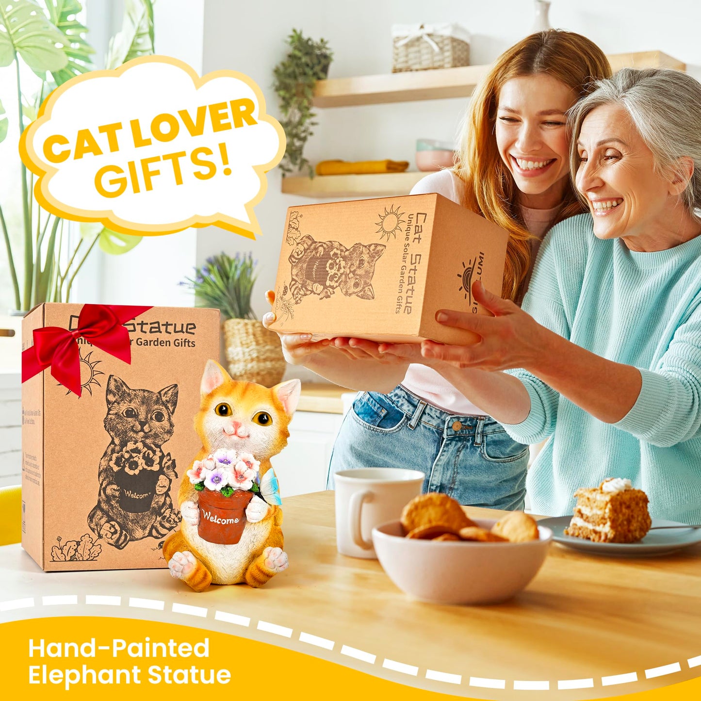 GIGALUMI Upgraded Elephant Statue Garden Decoration True Watering Elephant Figure Solar Powered LED Lights, Gifts for Women, Gifts for Mum, Garden Decorations for Patio(10.6 Inch/ 27 cm)