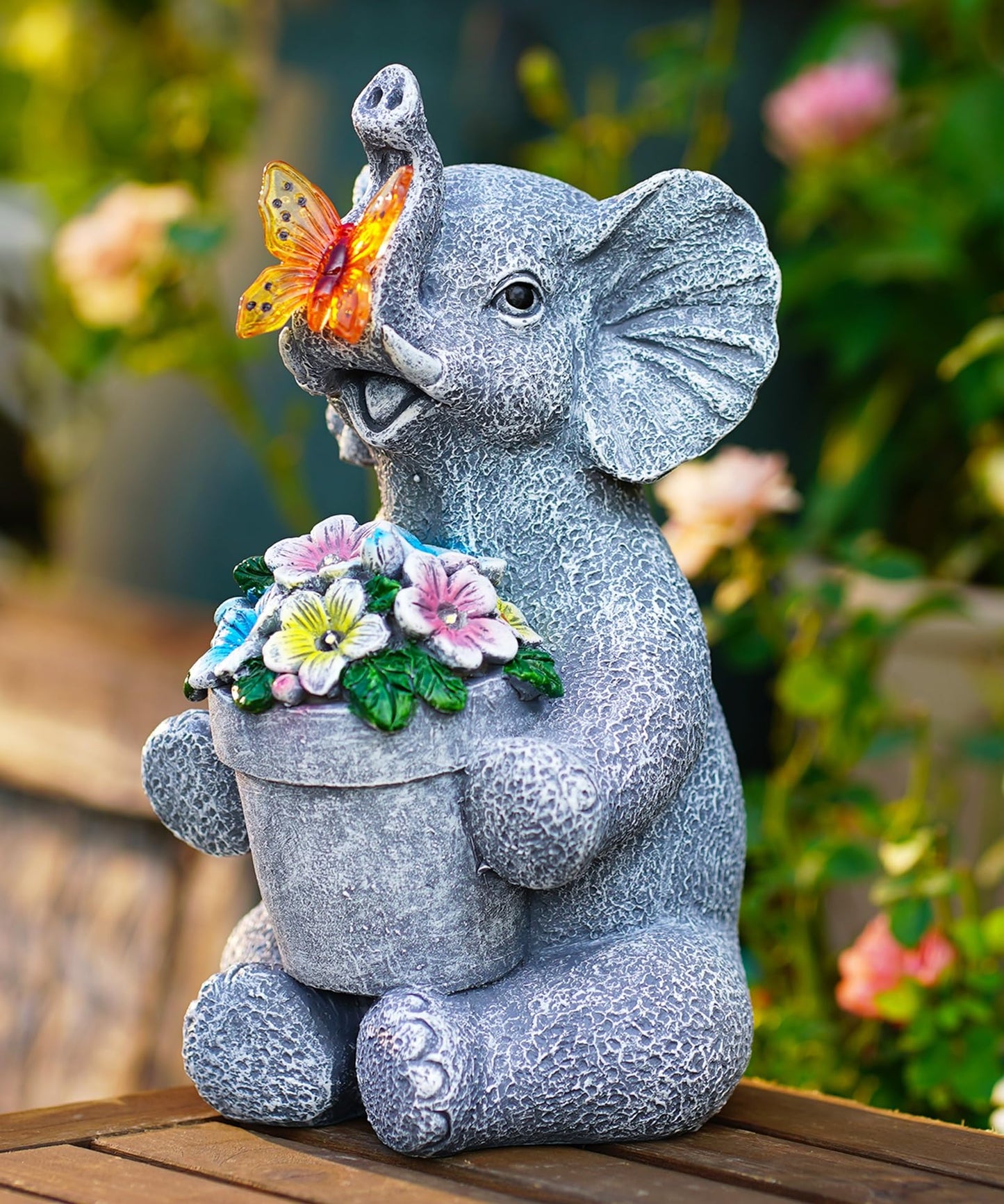 Dog Garden Ornaments With Solar Butterfly - Unique Gifts for Women Mum Men - Outdoor Puppy Decor for Patio Yard Lawn Balcony Resin Waterproof Sculpture