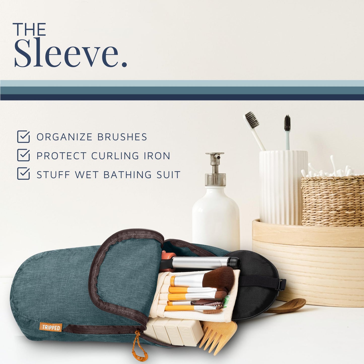 Toiletry Bag Kit Set: Hanging Travel Toiletry Bag + 311 TSA Cosmetic Liquid Bag + Ultralight Accessory Organizer Pouch, Navy, 3 Piece Toiletry Set