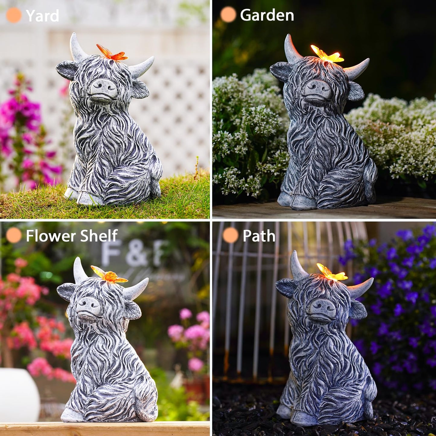Dog Garden Ornaments With Solar Butterfly - Unique Gifts for Women Mum Men - Outdoor Puppy Decor for Patio Yard Lawn Balcony Resin Waterproof Sculpture