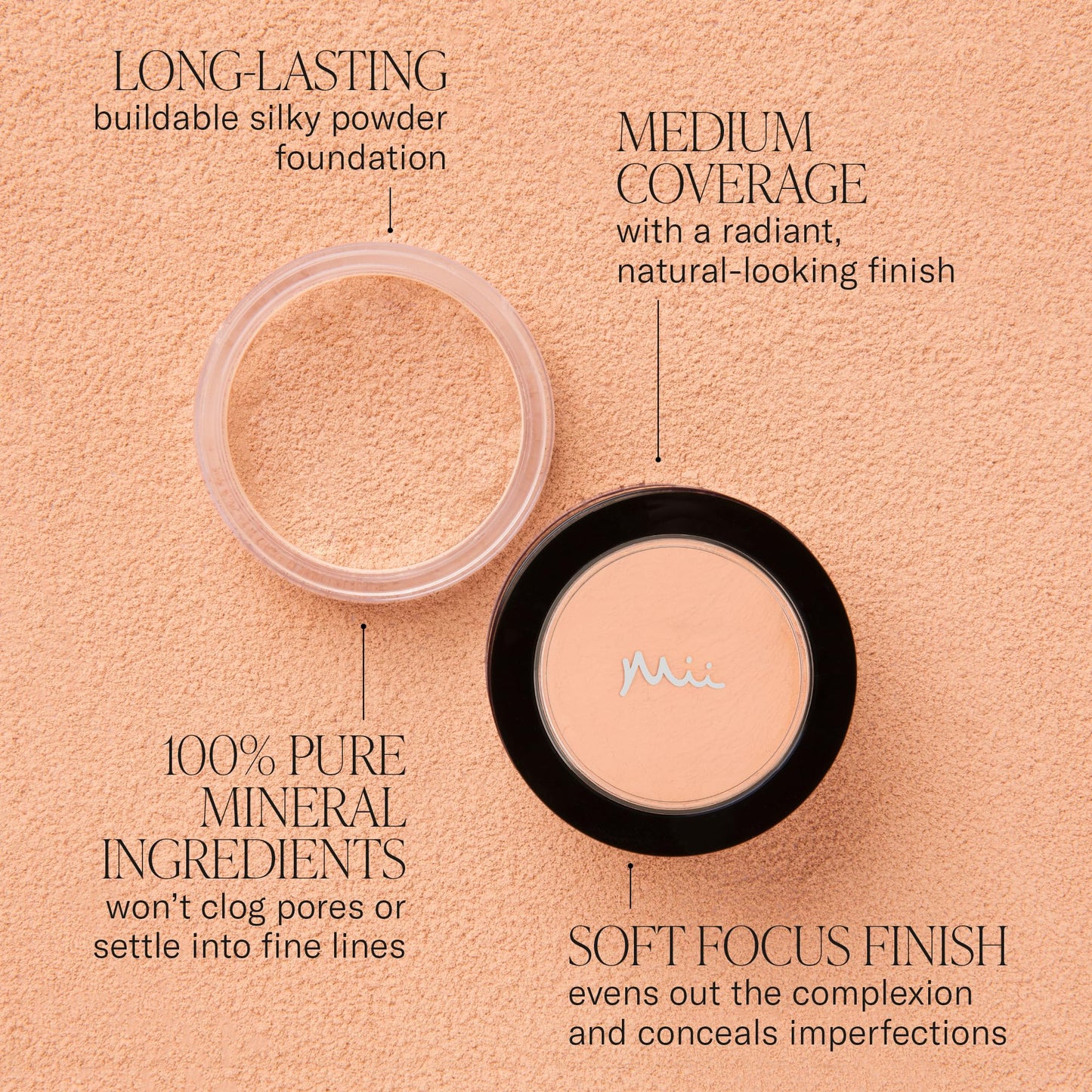 Mii Cosmetics Irresistible Face Base | 100% Pure Mineral Foundation | Award-Winning Face Powder Foundation | Vegan Formula, SPF 30 | Buildable Coverage | Flawless Finish | Precious 01 | 8g