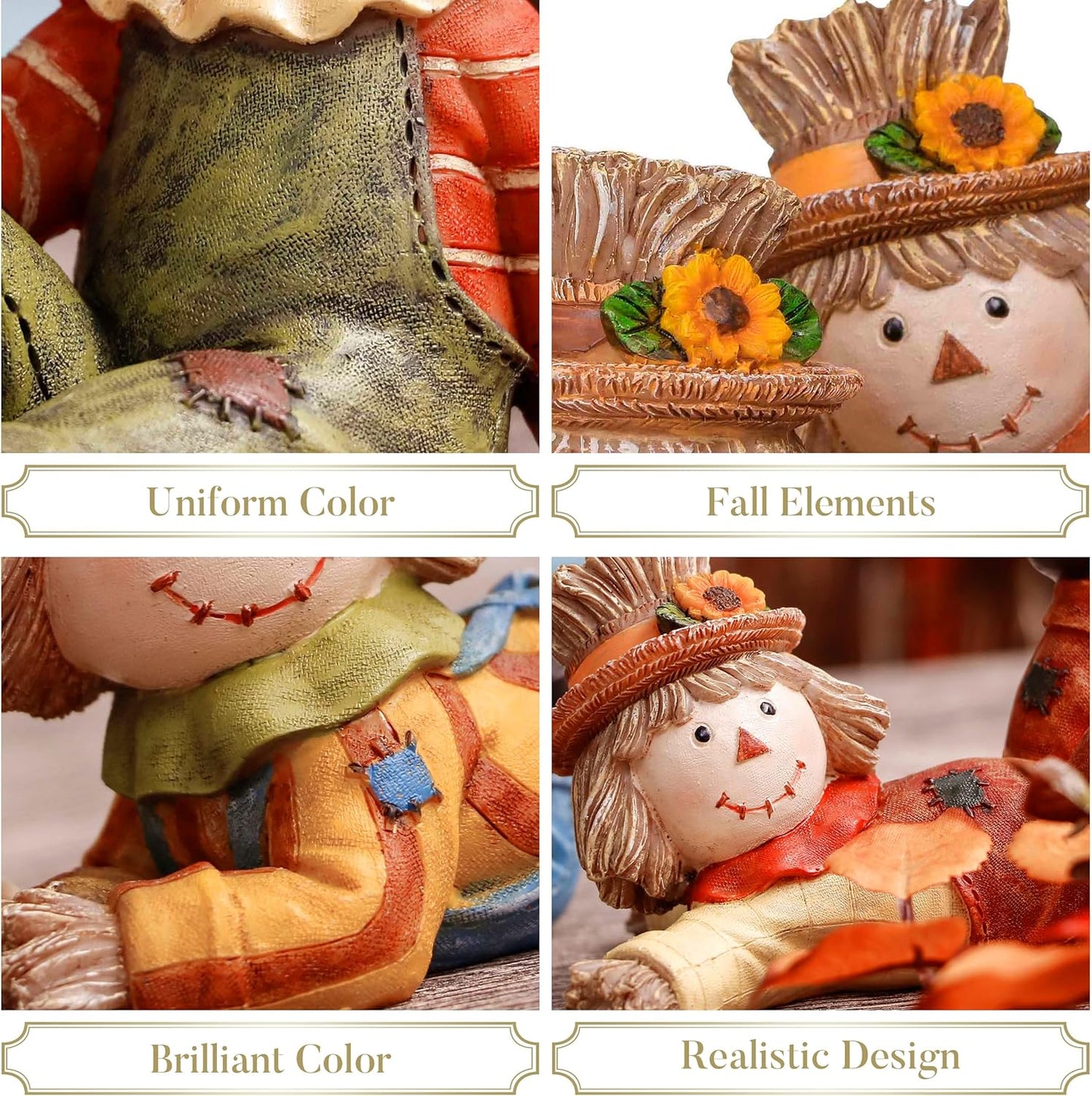 Valery Madelyn Autumn Decorations, Lovely Set of 3 Scarecrows Ornaments with Waterproof Resin Autumn Home Decor, Scarecrows Gifts for Women, Fall Decorations for Living Room, Bedroom, Garden 7.2CM