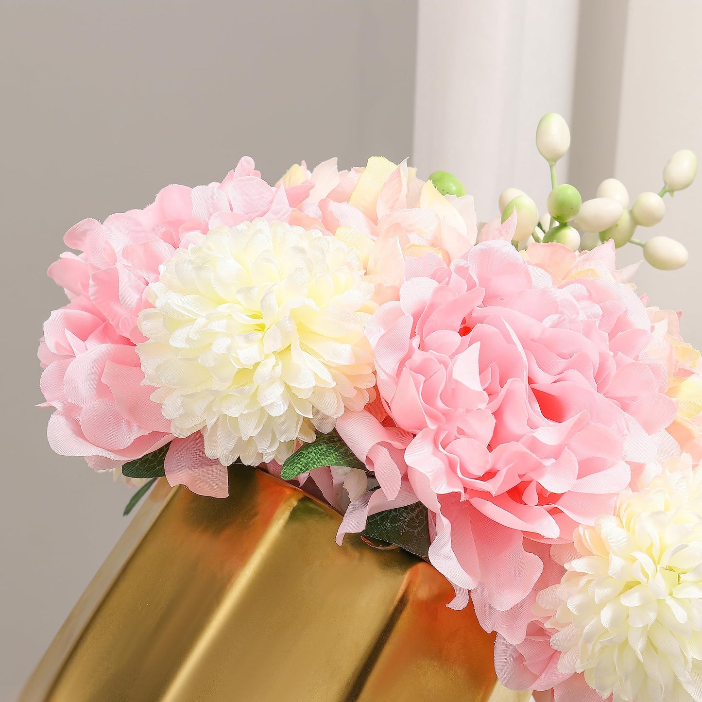 Artificial Flowers With Vase Faux Hydrangea Flower Arrangements for Home Garden Party Wedding Decoration