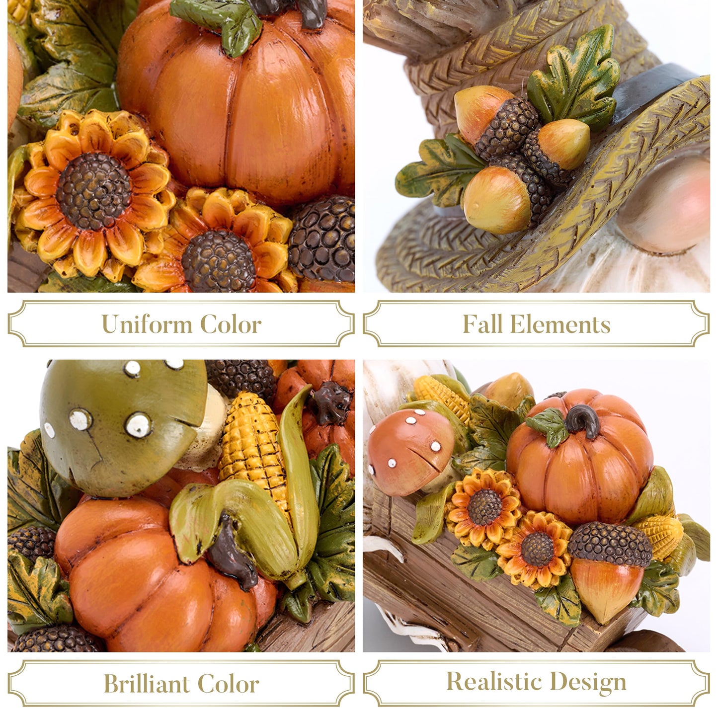 Valery Madelyn Autumn Decorations, Lovely Set of 2 Medium Fall Gonks Ornaments with Harvest Cart, Waterproof Resin Autumn Decor for Gonks Gifts, Fall Decorations for Living Room, Bedroom, Garden 10CM