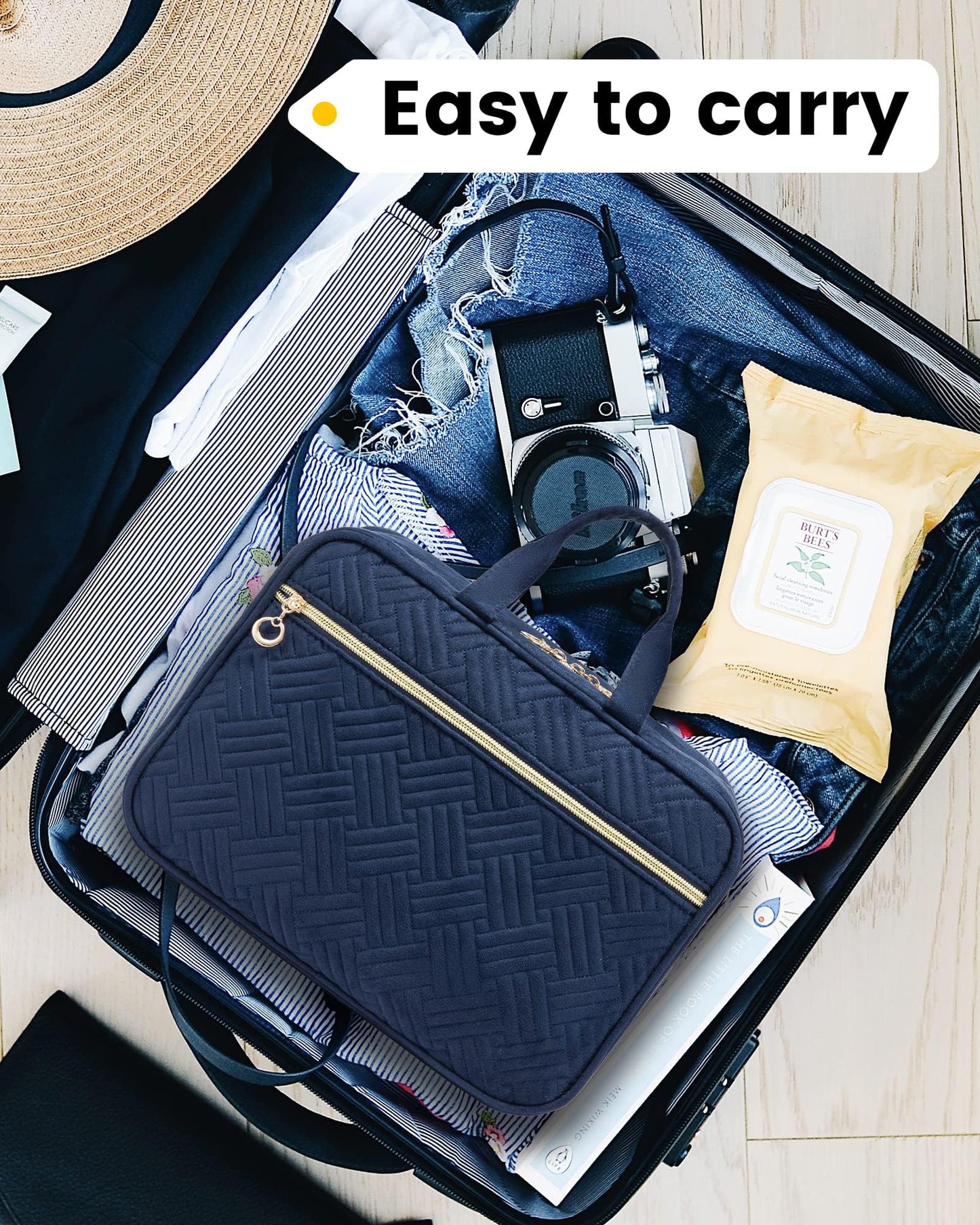 LOVEVOOK Toiletry Bag Hanging Travel Wash Bag for Women, Waterproof Toiletries Makeup Bags with Hook, Large Cosmetic Organizer Ladies, for Full Sized Container