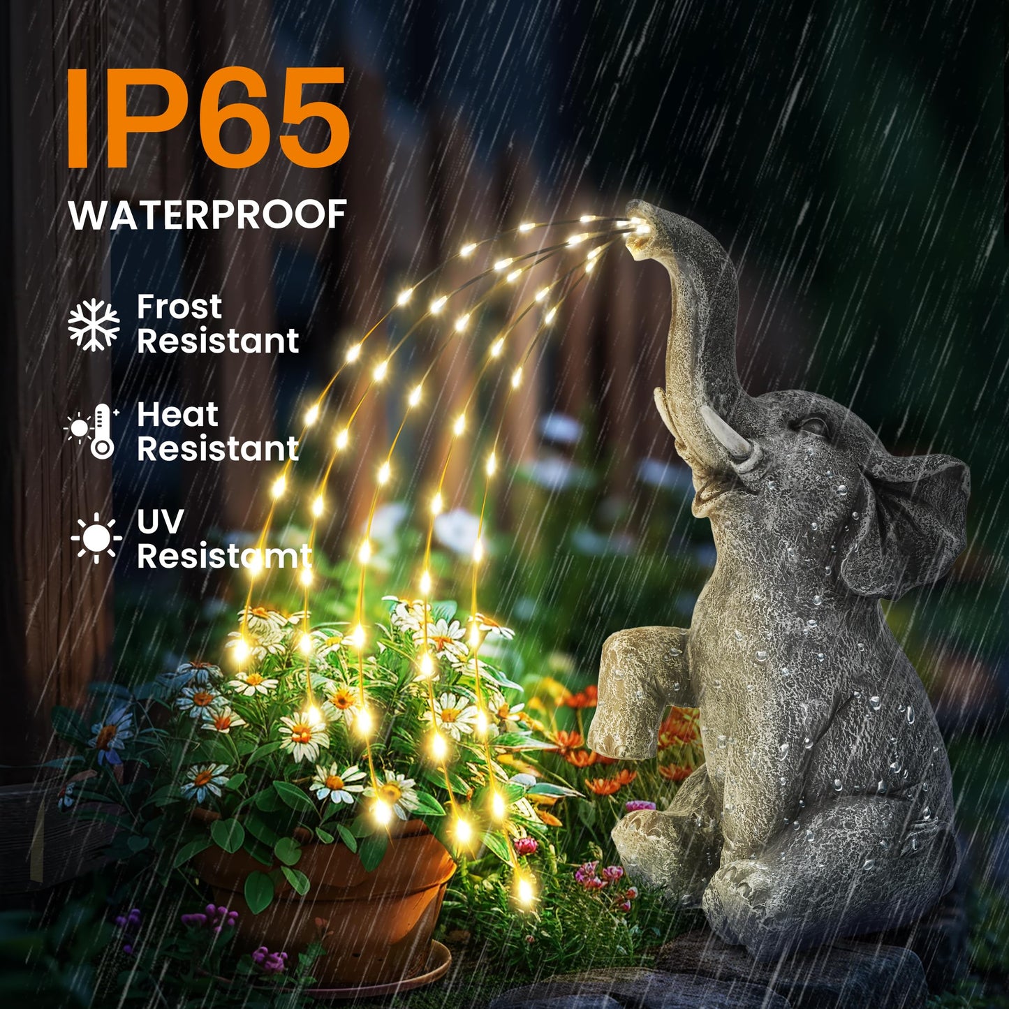 GIGALUMI Upgraded Elephant Statue Garden Decoration True Watering Elephant Figure Solar Powered LED Lights, Gifts for Women, Gifts for Mum, Garden Decorations for Patio(10.6 Inch/ 27 cm)