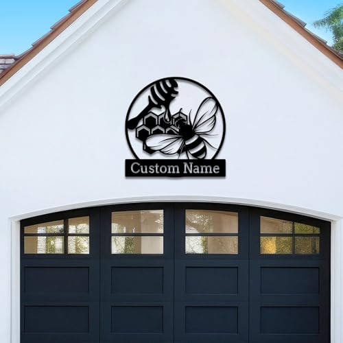 Custom Honey Bee Metal Wall Sign, Personalized Metal Bee Decor, Bee Garden Art, Gift for Bee Keeper, Bee Farm Sign, Gardener Decor, Bee Art (Bee M)