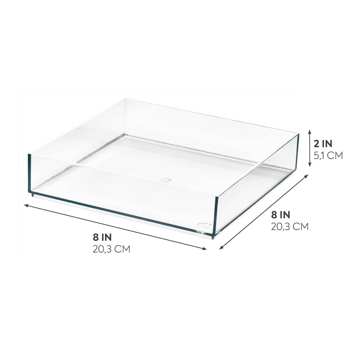 iDesign Storage Drawer from the Signature Series by Sarah Tanno, Rectangular PET Makeup Tray for Beauty Products, Cosmetic Organiser System, Clear/Matte White, 10.2 cm x 20.3 cm x 5 cm