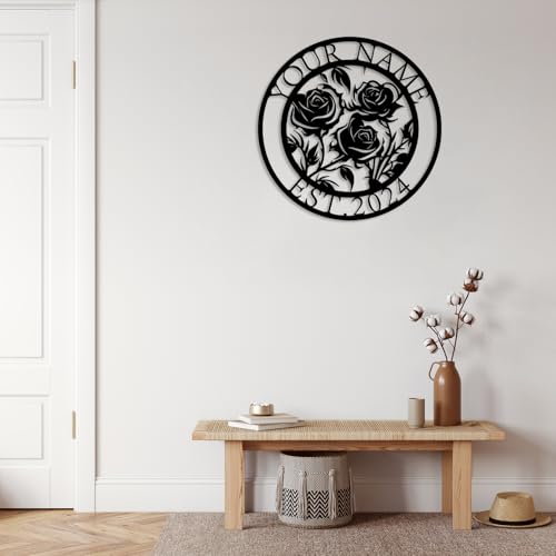 Custom Garden Name Metal Sign,Rose Flower Garden Metal Sign,Personalized Rose Flower Sign, With Stake Porch Decor Garden Decoration,Mother's Day Mom Grandma Gardener Gift (Rose A)