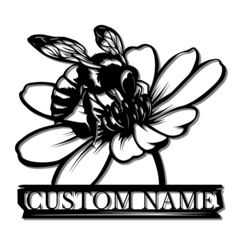 Custom Honey Bee Metal Wall Sign, Personalized Metal Bee Decor, Bee Garden Art, Gift for Bee Keeper, Bee Farm Sign, Gardener Decor, Bee Art (Bee M)