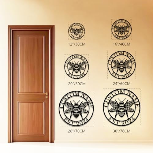 Custom Honey Bee Metal Wall Sign, Personalized Metal Bee Decor, Bee Garden Art, Gift for Bee Keeper, Bee Farm Sign, Gardener Decor, Bee Art (Bee M)