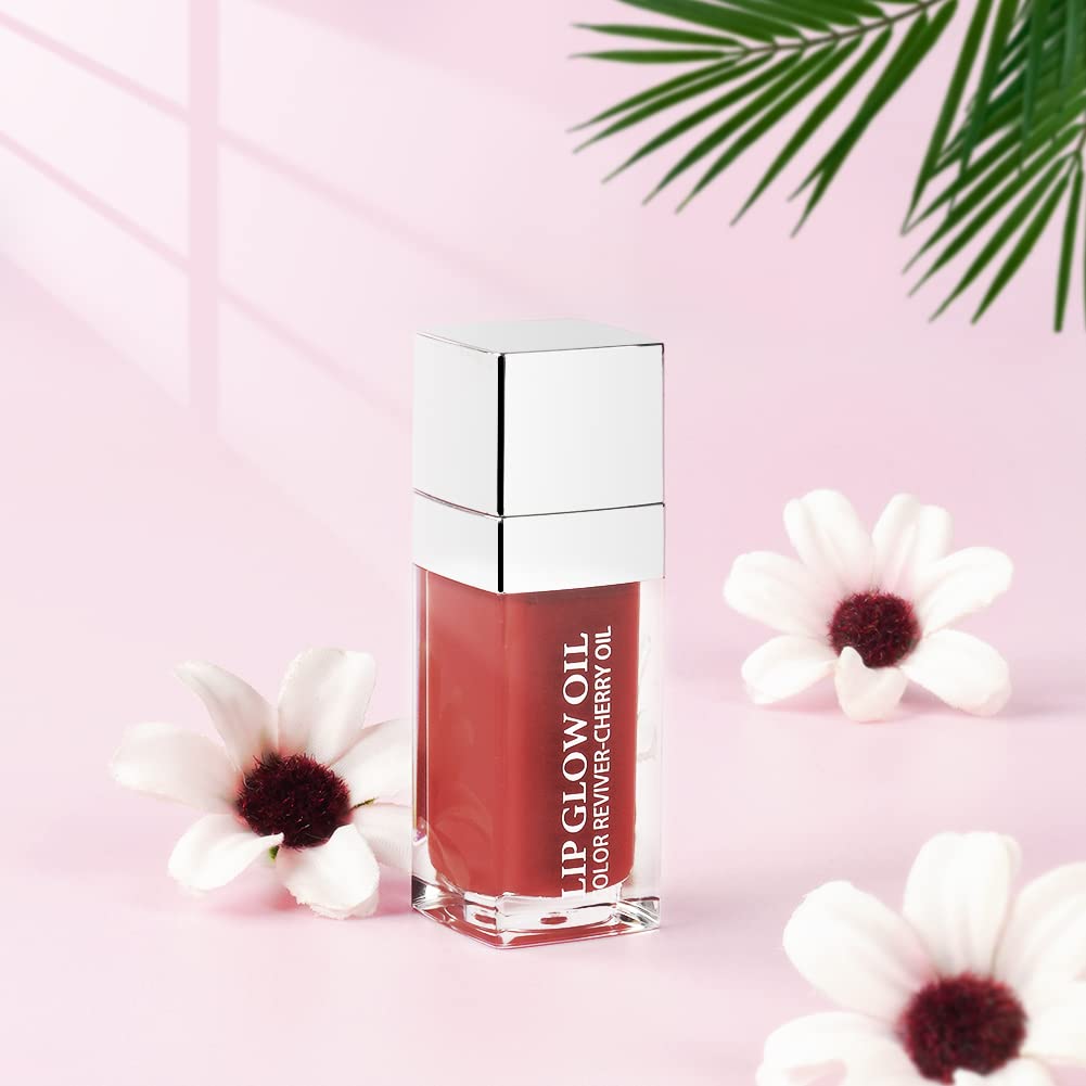 AOOWU Plumping Lip Oil Tinted, Moisturizing Lip Oil Long Lasting Nourishing Lip, Hydrating Lip Gloss Tint Lipstick for Women, Glitter Shine Liquid Lipstick, Lip Glaze Makeup Cosmetic