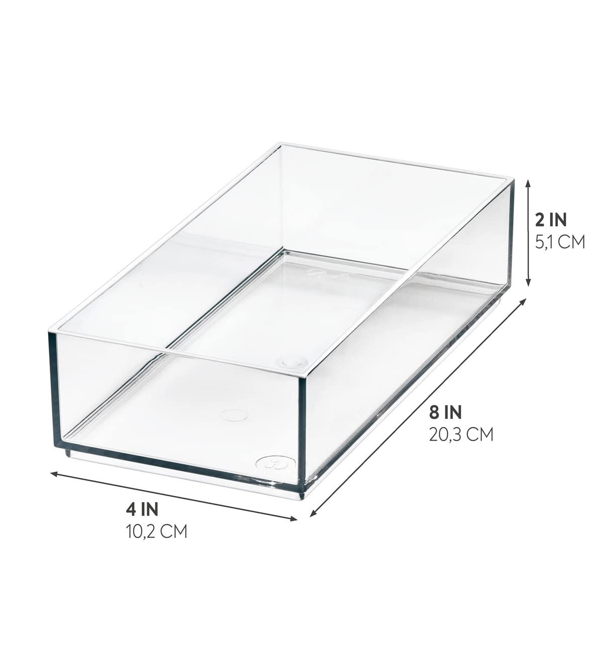 iDesign Storage Drawer from the Signature Series by Sarah Tanno, Rectangular PET Makeup Tray for Beauty Products, Cosmetic Organiser System, Clear/Matte White, 10.2 cm x 20.3 cm x 5 cm