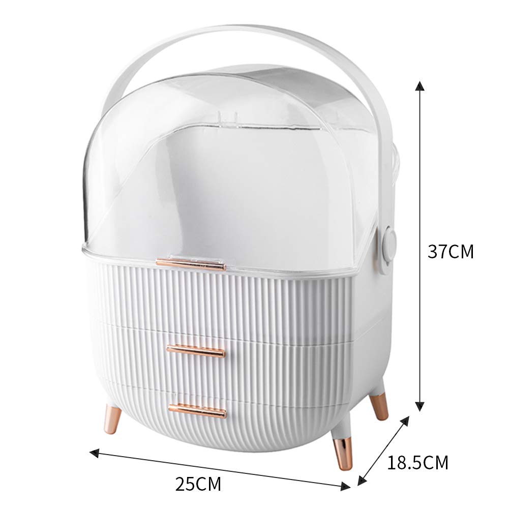 Multi-Function Make Up Case Dustproof Cosmetic Storage Box, Organizer Skin Care Products Jewelry Organizer Finishing Box for Bedroom Bathroom Desktop (Pink)