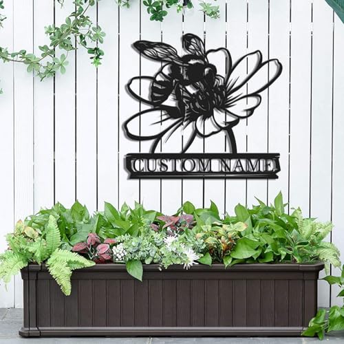 Custom Honey Bee Metal Wall Sign, Personalized Metal Bee Decor, Bee Garden Art, Gift for Bee Keeper, Bee Farm Sign, Gardener Decor, Bee Art (Bee M)