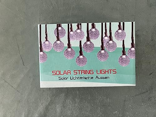 Solar Garden Lights Outdoor, 36ft 60 LED Solar String Lights Waterproof, Solar Powered Crystal Ball Indoor/Outdoor Fairy Lights Decorative for Garden, Patio, Yard, Festival, Parties (White)