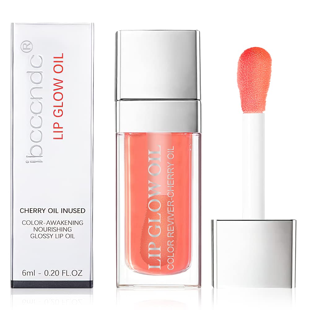 AOOWU Plumping Lip Oil Tinted, Moisturizing Lip Oil Long Lasting Nourishing Lip, Hydrating Lip Gloss Tint Lipstick for Women, Glitter Shine Liquid Lipstick, Lip Glaze Makeup Cosmetic