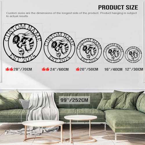 Custom Honey Bee Metal Wall Sign, Personalized Metal Bee Decor, Bee Garden Art, Gift for Bee Keeper, Bee Farm Sign, Gardener Decor, Bee Art (Bee M)