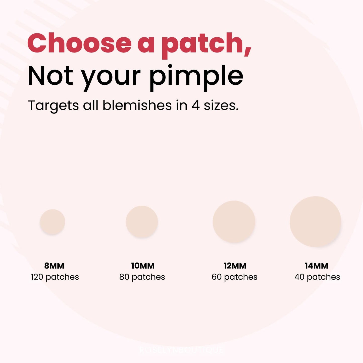 ROSELYNBOUTIQUE Pimple Patches - Hydrocolloid Spot Patches for Blemishes – 300 Clear Dots – Vegan & Cruelty-Free – Cosmetic Facial Skincare Product