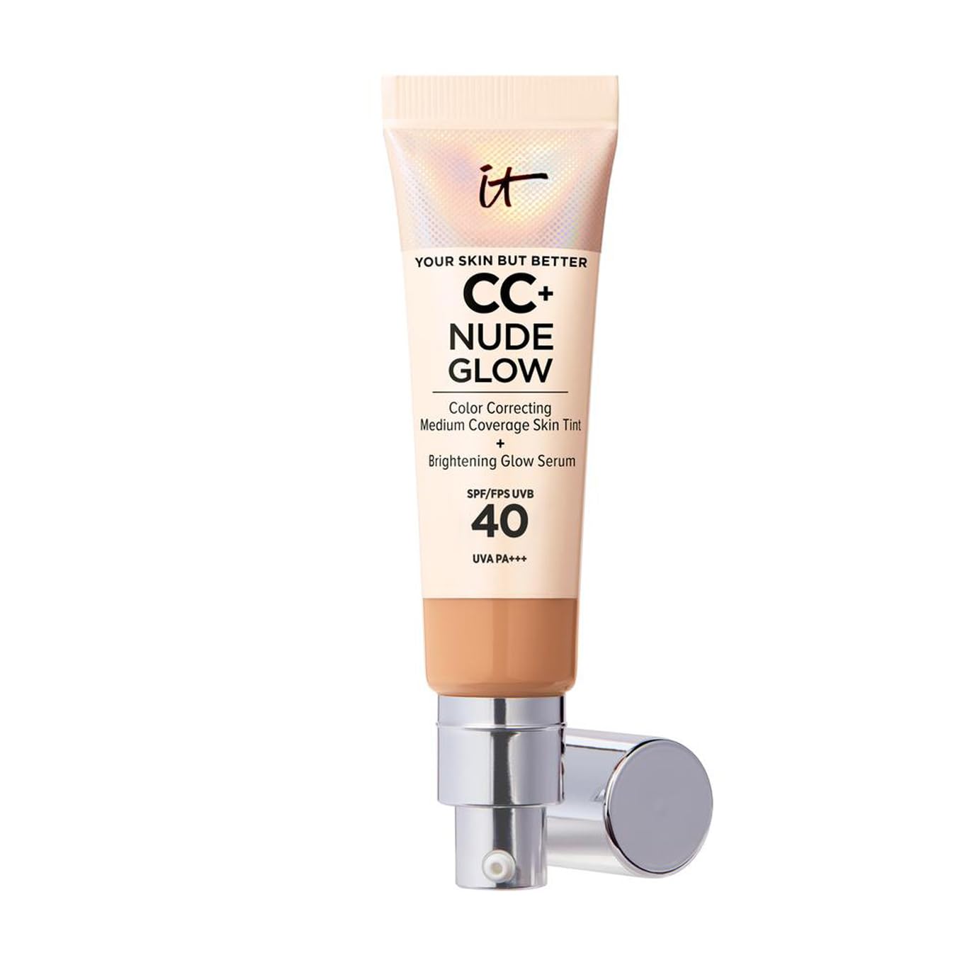 IT Cosmetics Your Skin But Better CC+ Cream Nude Glow, SPF 40, Lightweight Medium Coverage Foundation with 90% Skincare Base & 2% Niacinamide, for Brighter, Hydrated Skin, 32Ml