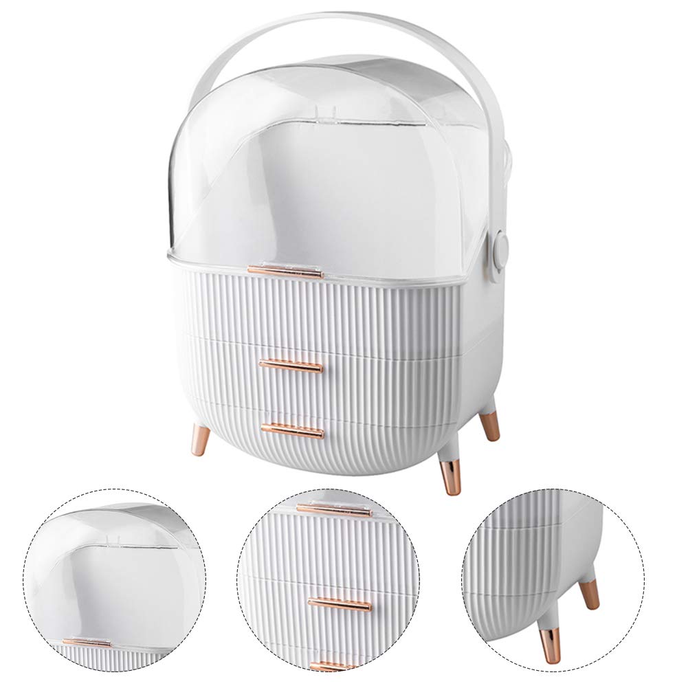 Multi-Function Make Up Case Dustproof Cosmetic Storage Box, Organizer Skin Care Products Jewelry Organizer Finishing Box for Bedroom Bathroom Desktop (Pink)