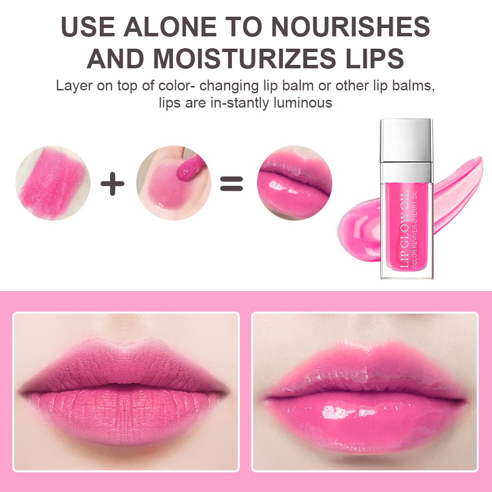 AOOWU Plumping Lip Oil Tinted, Moisturizing Lip Oil Long Lasting Nourishing Lip, Hydrating Lip Gloss Tint Lipstick for Women, Glitter Shine Liquid Lipstick, Lip Glaze Makeup Cosmetic