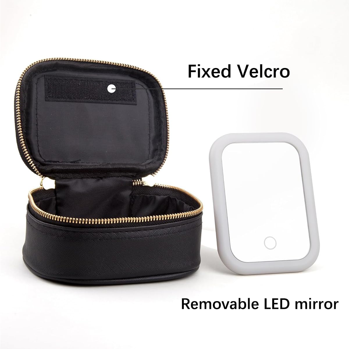 STORICANS Makeup Bag with Mirror, Travel Makeup Organiser Case with Mirror and Light, Mini Cosmetic Organizer, 3 Levels Brightness Adjustable, Portable Artist Storage for Women (Pink)