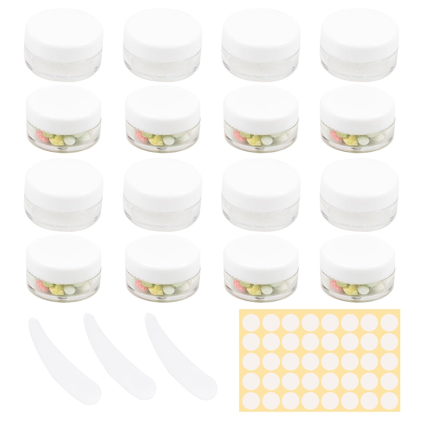 73 Pcs Empty sample pots,5g/5ml cosmetic pots,sample pot with lid cosmetic pot,travel pots for cream,cosmetic containers small pots with lids,For Various Cosmetic Products, Samples,Eye Shadow Lip Balm