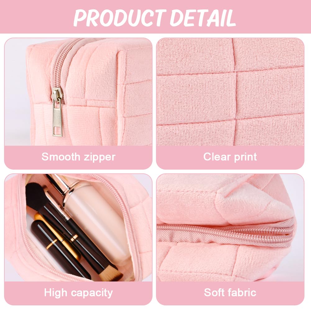 Aucuu Cotton Makeup Bag, Portable Travel Cosmetic Bag, Large Capacity Floral Toiletry Bags, Quilted Wash Bags Organizer for Women Girls