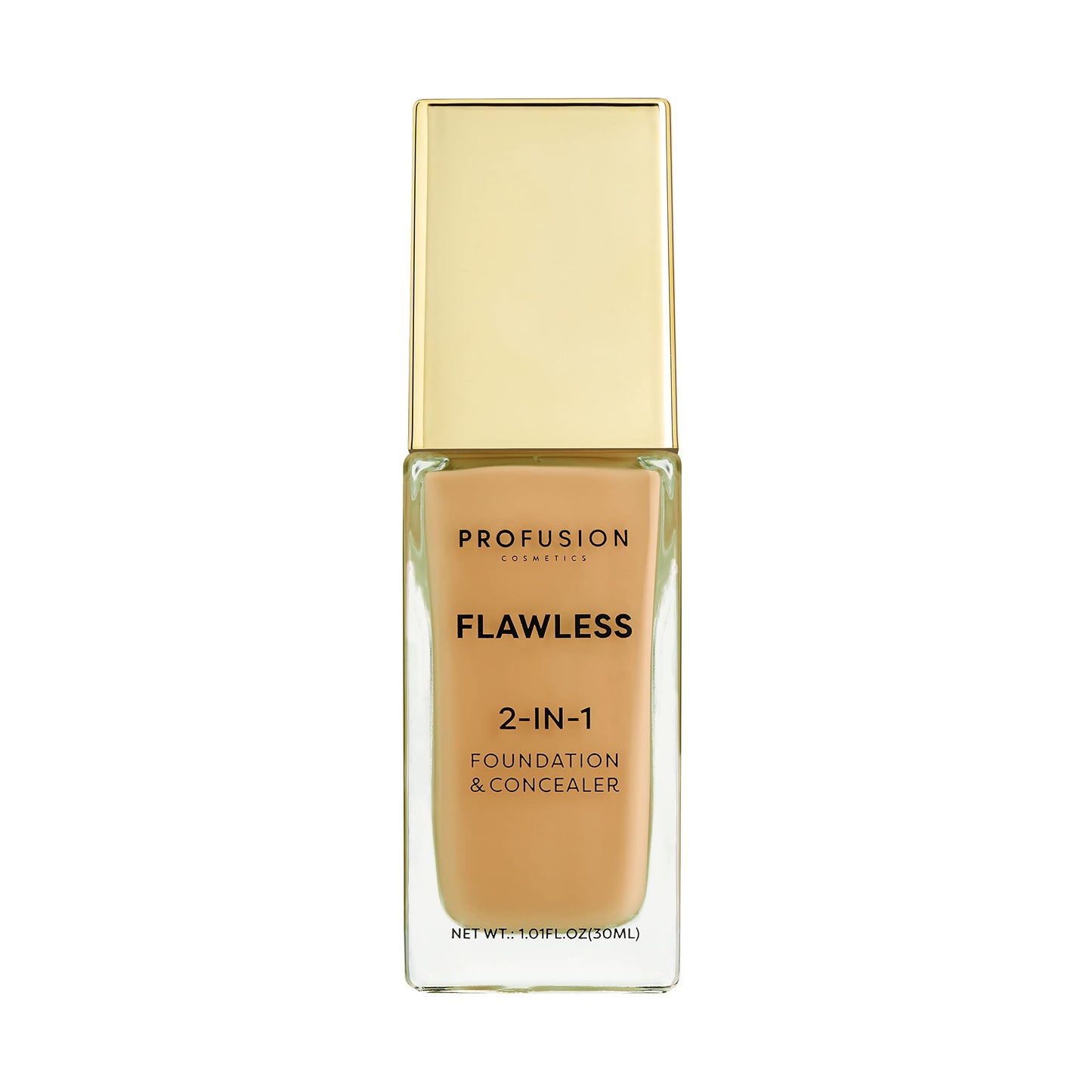 Profusion Cosmetics 2-In-1 Foundation and Concealer for Medium Deep Skin Tone, Flawless Full Coverage and Matte Finish with Convenient Solution for Achieving Polished Look - Golden Tan
