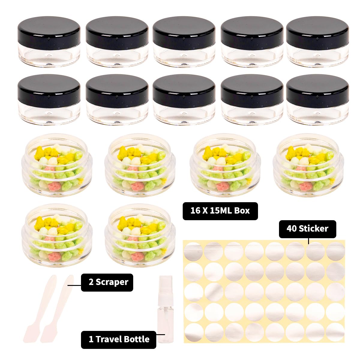70 Pcs Empty Plastic Cosmetic Jars, 5ml Sample Containers Pots Bottles,sample pots for cosmetics, Travel Cosmetic Jar Pots with Lids,travel pots for cream,travel cream pots for toiletries