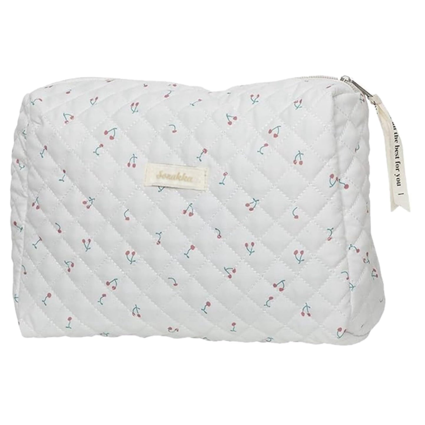 Aucuu Cotton Makeup Bag, Portable Travel Cosmetic Bag, Large Capacity Floral Toiletry Bags, Quilted Wash Bags Organizer for Women Girls