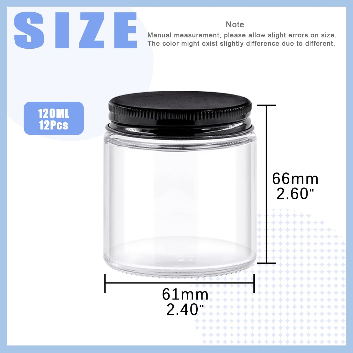 Glarks 8 Pack 8oz/240ml Glass Jars with Lids, Round Clear Glass Jars with Inner Liner and Black Lids for Storing Creams, Beauty Products, Cosmetic and Ointments