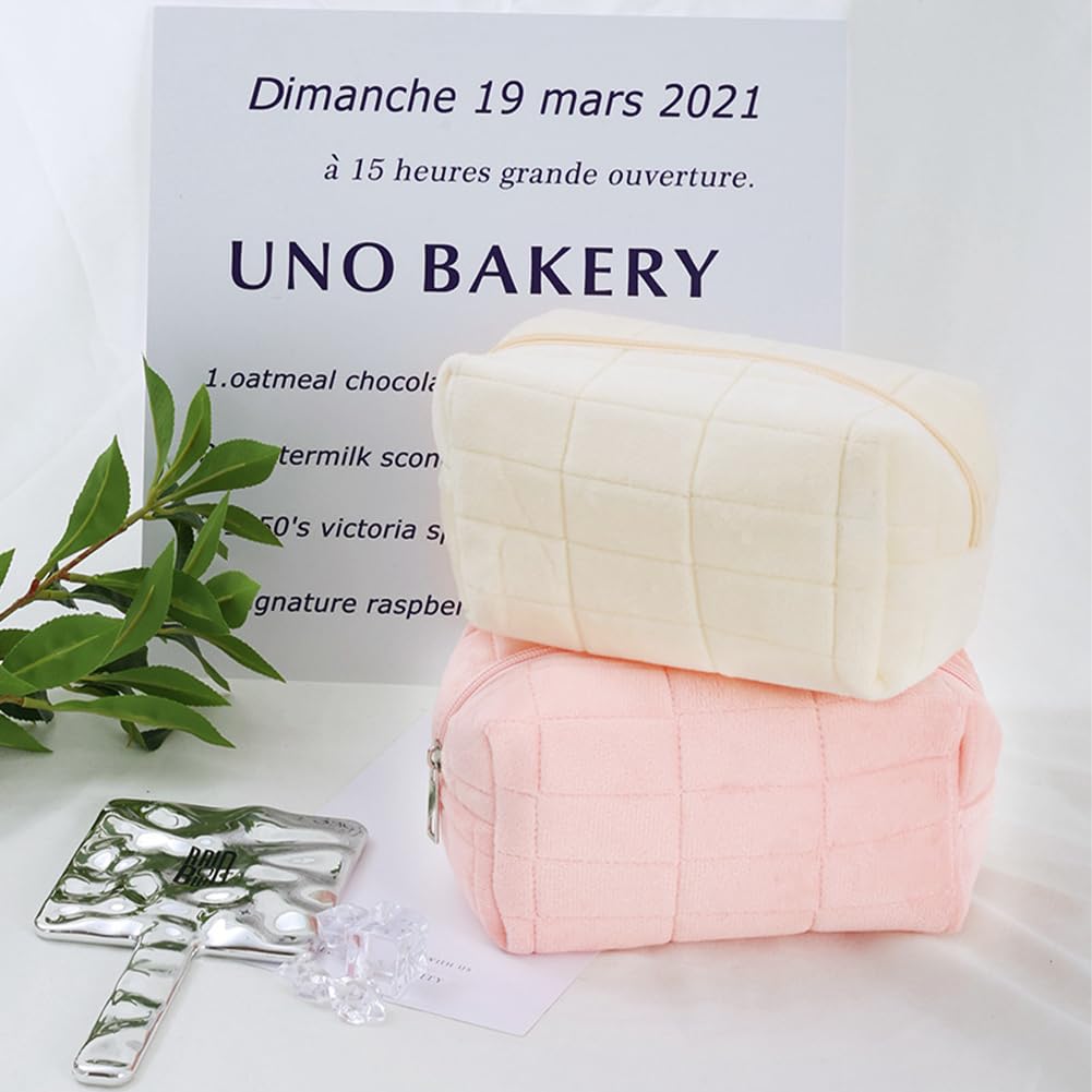 Aucuu Cotton Makeup Bag, Portable Travel Cosmetic Bag, Large Capacity Floral Toiletry Bags, Quilted Wash Bags Organizer for Women Girls