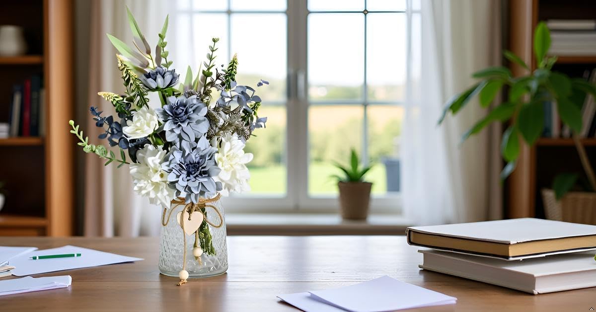 Artificial Flowers With Vase Faux Hydrangea Flower Arrangements for Home Garden Party Wedding Decoration