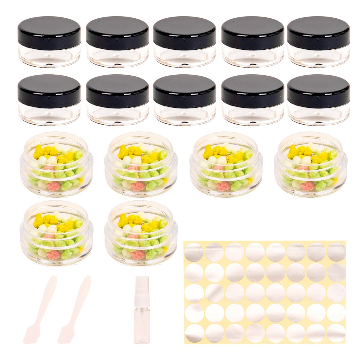 70 Pcs Empty Plastic Cosmetic Jars, 5ml Sample Containers Pots Bottles,sample pots for cosmetics, Travel Cosmetic Jar Pots with Lids,travel pots for cream,travel cream pots for toiletries