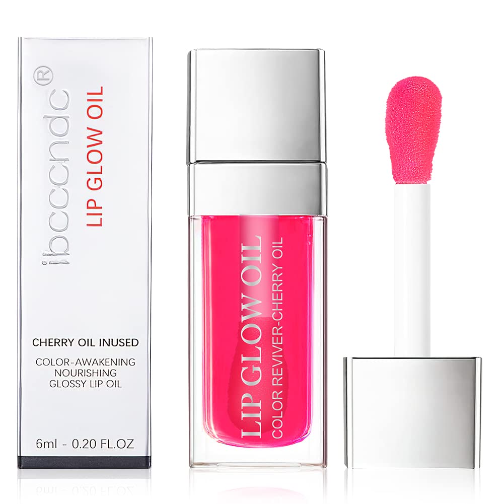 AOOWU Plumping Lip Oil Tinted, Moisturizing Lip Oil Long Lasting Nourishing Lip, Hydrating Lip Gloss Tint Lipstick for Women, Glitter Shine Liquid Lipstick, Lip Glaze Makeup Cosmetic