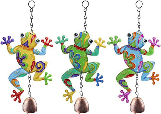 Vibrant Metal Frog Wind Chime (19 Cm X 3.5cm X 31cm) - Delightful Artistry Handcrafted Assorted Designs - Perfect Home & Garden Decor - 1 Pc