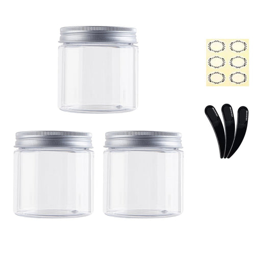 Alledomain 6PCS 100ML Clear Round Cosmetic Containers Cream Jars with Inner Liners & Aluminum Alloy Lids - Travel Jars for Storing Lip, Body Scrub, Lotion, Powder, Ointment, Makeup