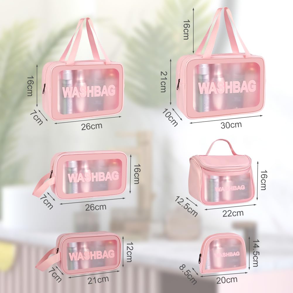 3PCS Clear Toiletry Bag, Wash Bag, Clear PU Makeup Bags, Waterproof Toiletry Travel Bags with Zipper Handle, Portable Airport Cosmetic B-ag for Travel Bathroom Men Women（Blue）