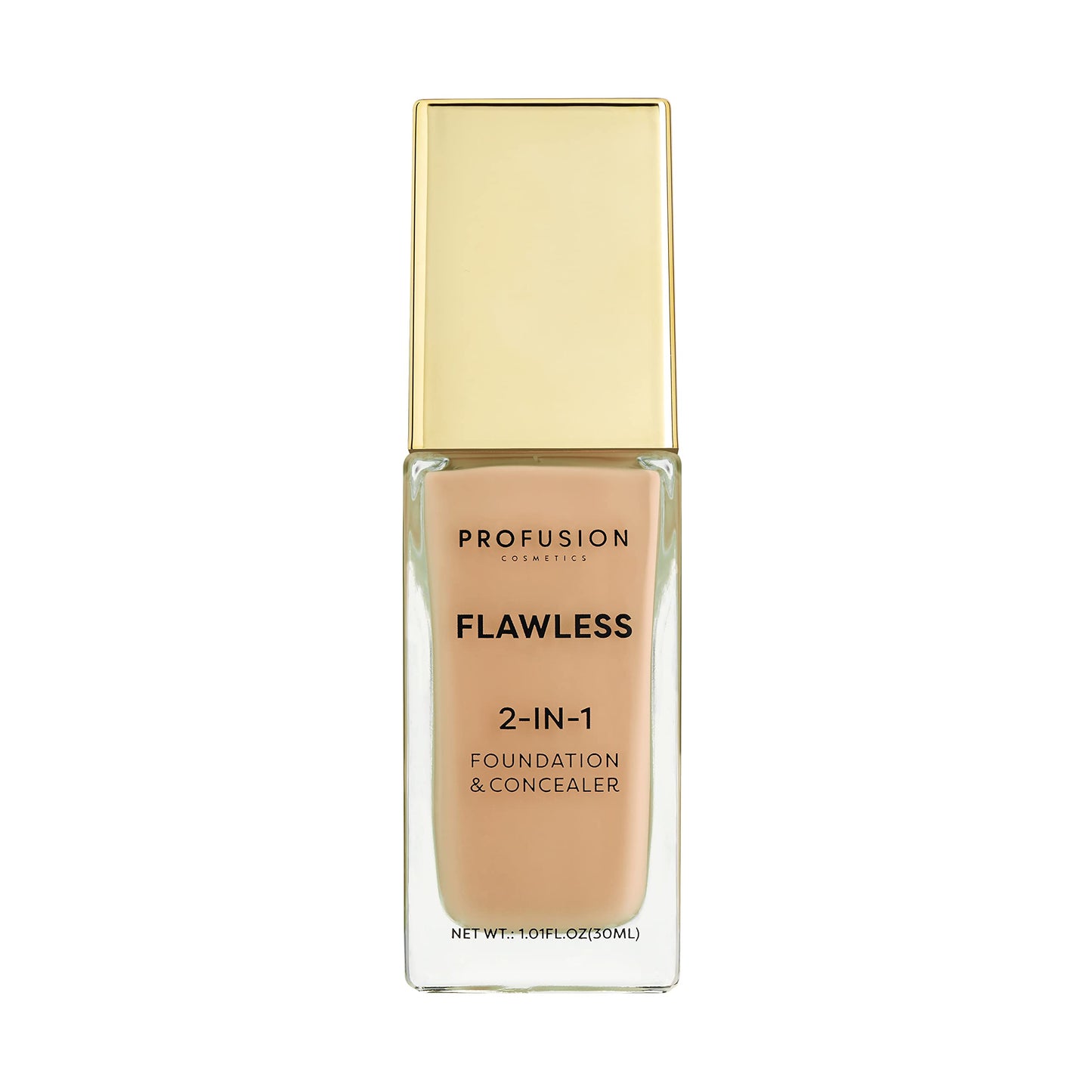 Profusion Cosmetics 2-In-1 Foundation and Concealer for Medium Deep Skin Tone, Flawless Full Coverage and Matte Finish with Convenient Solution for Achieving Polished Look - Golden Tan