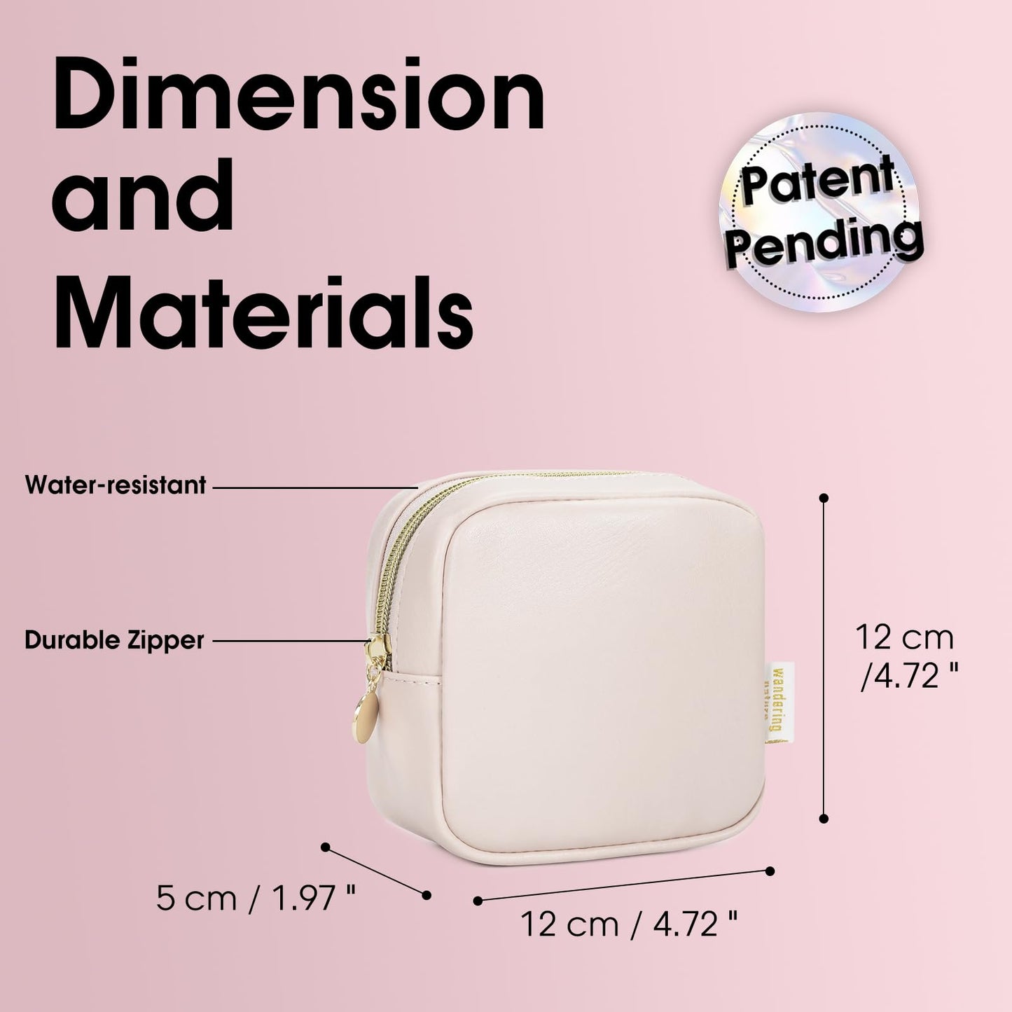 Small Makeup Bag for Handbag, Mini Make Up Bag for Purse, Small Makeup Pouch for Women, Cosmetic Bag with Slip-in Pockets, Vegan Leather Travel Makeup Bag, Black (Patent Pending)