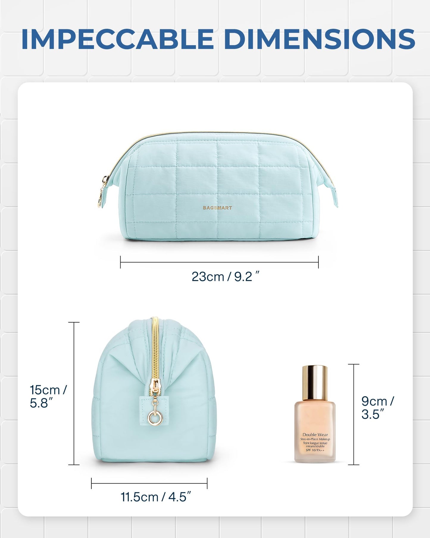 BAGSMART Makeup Bag Travel Cosmetic Bag, Puffy Padded Make Up Bags for Women, Large Capacity Wide-Open Travel-Size Toiletries Pouch, Purple