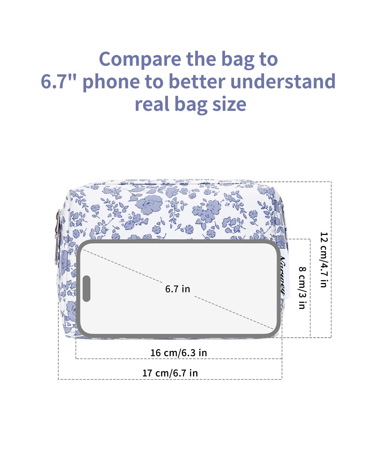 Large Makeup Bag Zipper Pouch Travel Cosmetic Organizer for Women (Mint Green Checkerboard, Large)