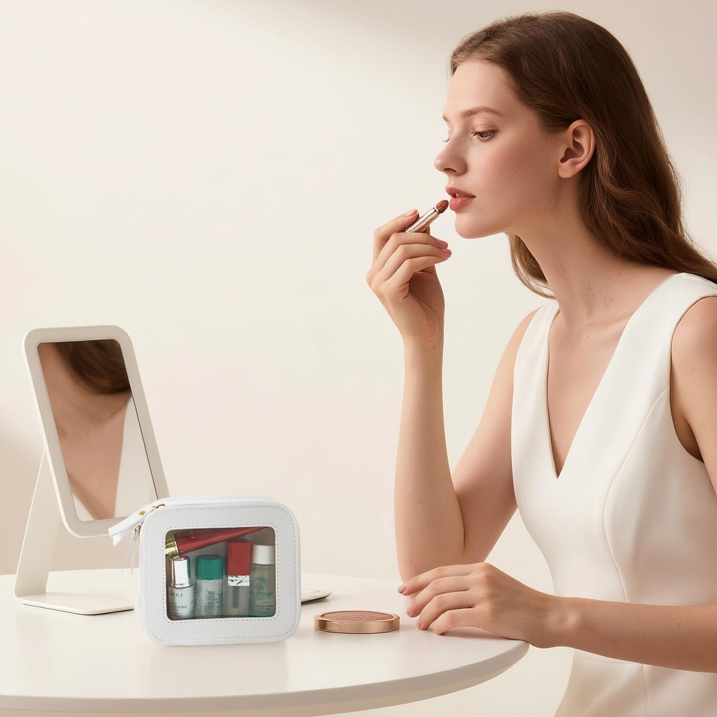 Clear Makeup Bag Travel Toiletries Bags for Women Cosmetic Bags with Double Zippers Waterproof Small Makeup Bag for Ladies Girls