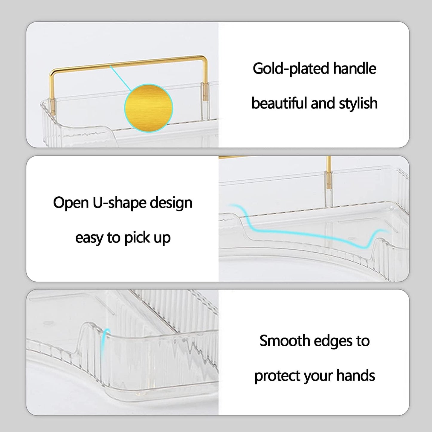 Bingobang Makeup Organiser Corner Trays, 3 Tiers Skincare Cosmetic Organizer Acrylic Large, Storage Tidy for Lipstick, Nail Care, Perfume, Brush, Vanity Dresser, Bedroom, Kitchen, Bathroom(Grey)