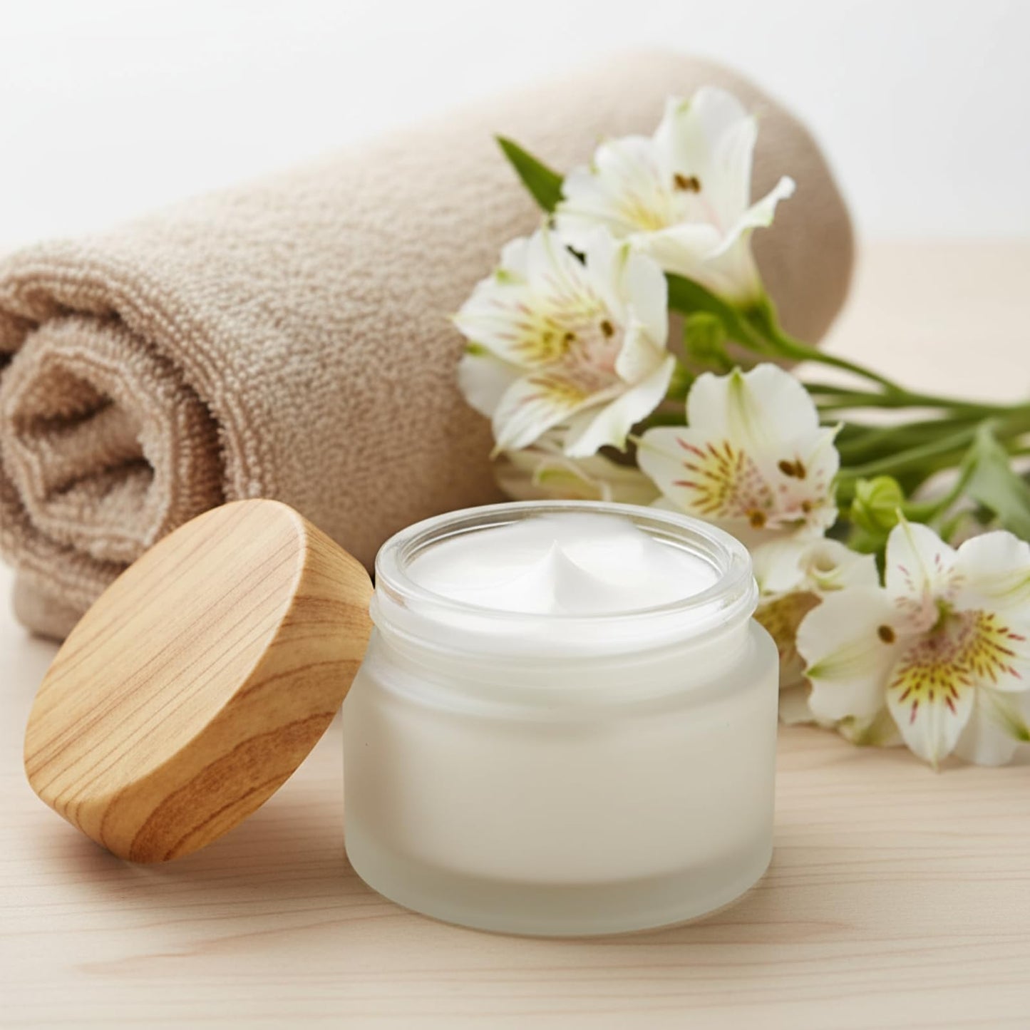 ZENFUN 16 Pcs Glass Cosmetic Containers 50 Gram/50ml Empty Sample Jar with Plastic Lid, Frosted Glass Bottle, Small Makeup Sample Jars, Refillable Travel Jars for Cream, Lotions, Lip Balm