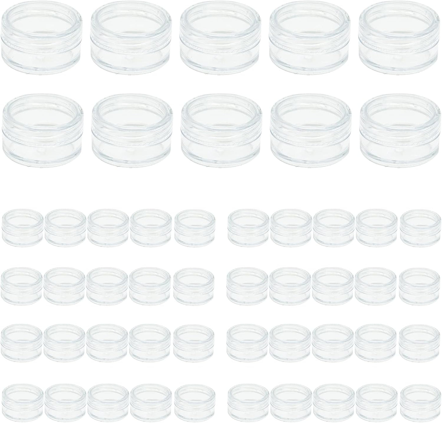 50 Pcs Plastic Cosmetic Jars, 5ml Sample Containers Pots Bottles with Clear Lids, Small Round Travel Sample Jar Pots, Mini Portable Cosmetic Containers for Creams Storage