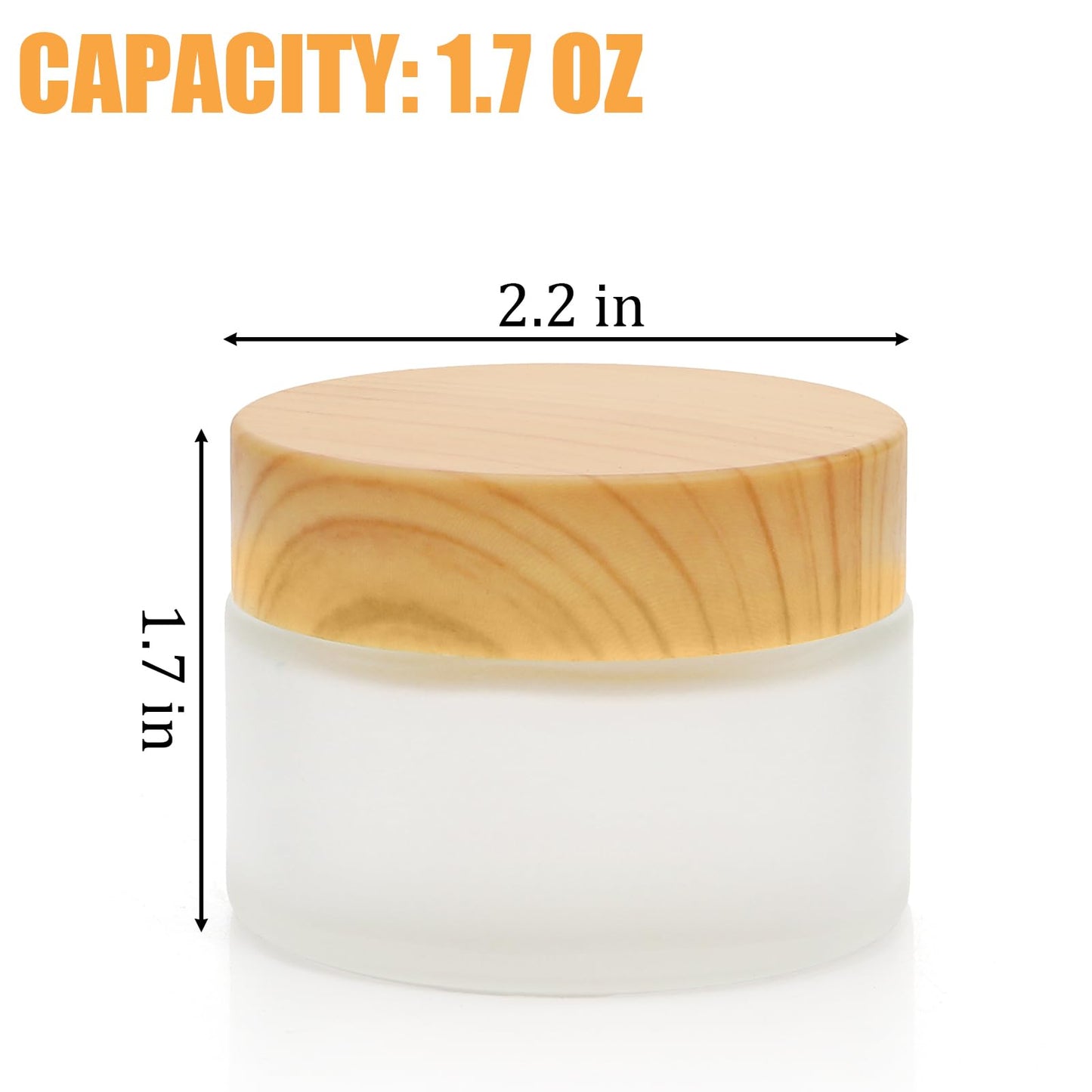 ZENFUN 16 Pcs Glass Cosmetic Containers 50 Gram/50ml Empty Sample Jar with Plastic Lid, Frosted Glass Bottle, Small Makeup Sample Jars, Refillable Travel Jars for Cream, Lotions, Lip Balm