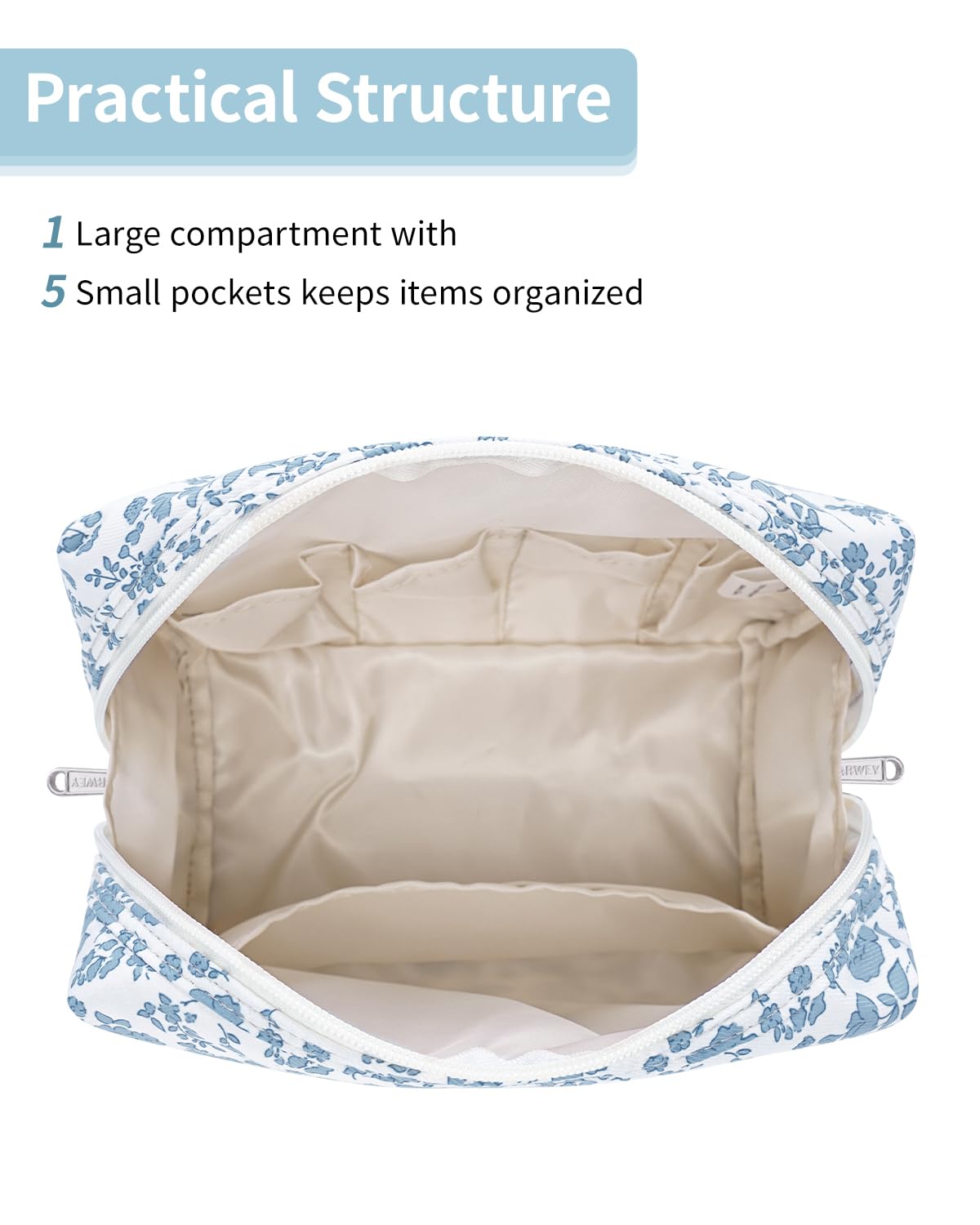 Large Makeup Bag Zipper Pouch Travel Cosmetic Organizer for Women (Mint Green Checkerboard, Large)